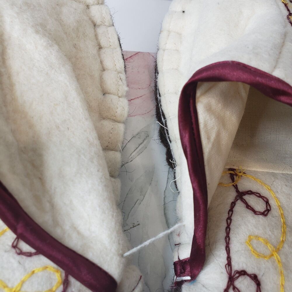 Vintage Traditional Felt Embroidered Wool Aladdin Slippers Eco Friendly - Picture 4 of 9